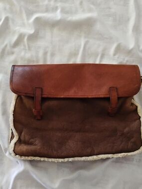 Collection Privee Leather Sherpa Fold Over Envelope Bag